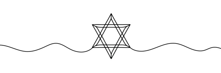 One continuous line draws the star of david. - obrazy, fototapety, plakaty