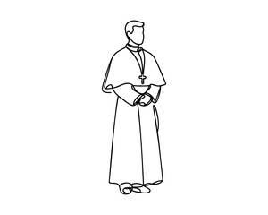One continuous line drawing of a male priest.