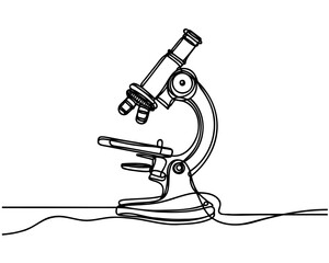 Microscope Drawn with one continuous line. Vector illustration.