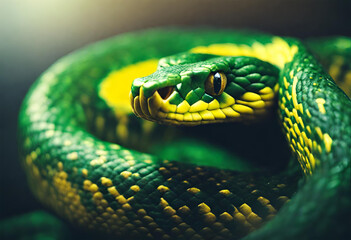 Cobra brasileira nas cores verde e amarela.