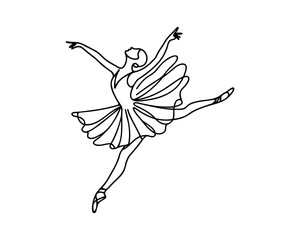 continuous line drawing of woman ballet dancer.