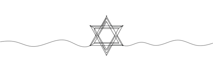 One continuous line draws the star of david - obrazy, fototapety, plakaty