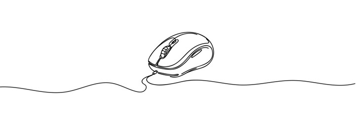 Continuous one line drawing of computer mouse icon. Minimalism drawing of phrase illustration.