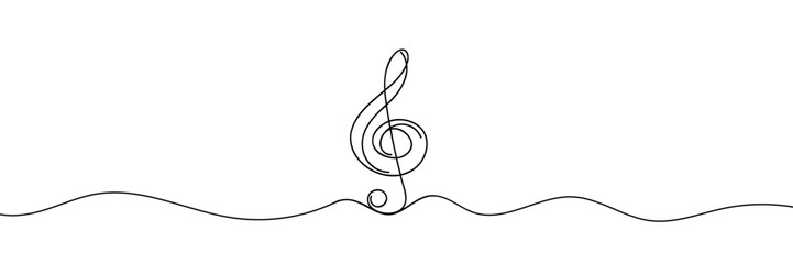 The musical key is drawn as one continuous line. Vector illustration