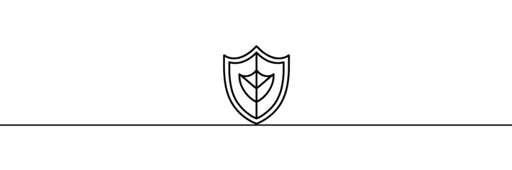 The shield is drawn with one continuous line. Vector illustration.