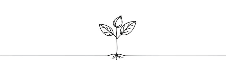 Single continuous line art sprout growth isolated on white background. Vector illustration.