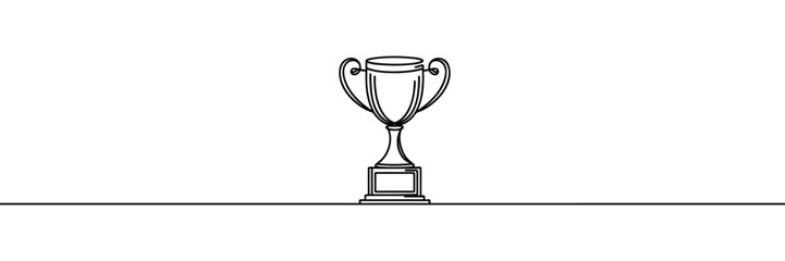 The winner's cup is drawn in one continuous line. Vector illustration.