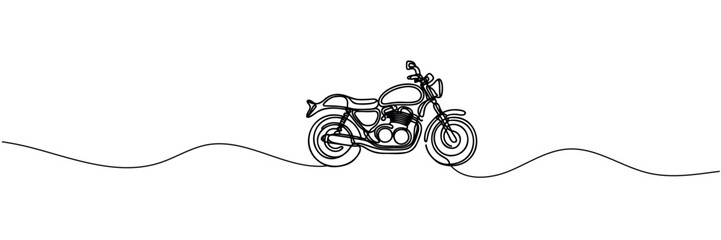 One continuous line drawing of a motorcycle © dariachekman