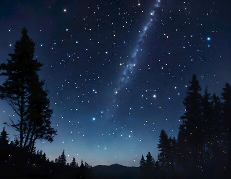 a picture of a forest with a star that is on the bottom of the picture