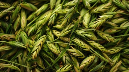 Obraz premium A pile of highland barley seedlings. Generated by artificial intelligence.