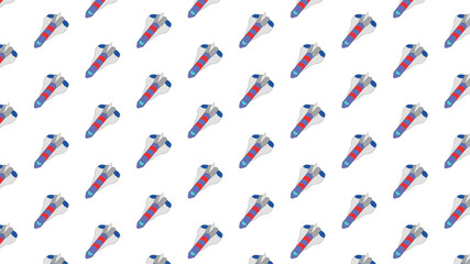 Fototapeta na wymiar Children's motif with a repeating pattern. Sample filling in the shape of a space shuttle.
