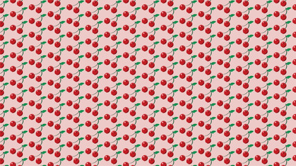 Background with seamless repeating pattern. Cherries, fruit, summer. Repeating pattern in the shape of cherries on a plain background. Background, texture, fruit, vitamin