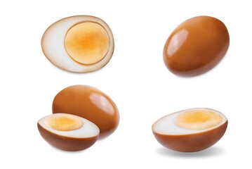 Tamago soy sauce eggs on a white isolated background