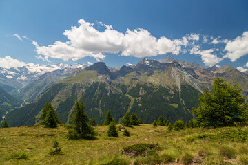 Fototapeta na wymiar Mountains over the town of Cogne, near Gran Paradiso National Park