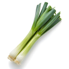 Top view leek isolated on white background