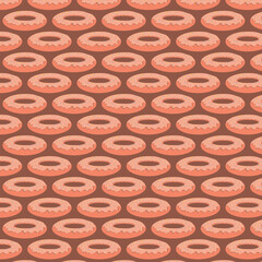 Vector background with a repeating seamless pattern. Repeating donuts with icing on a solid background. Food, donuts, repeating pattern, food, sweet dish.