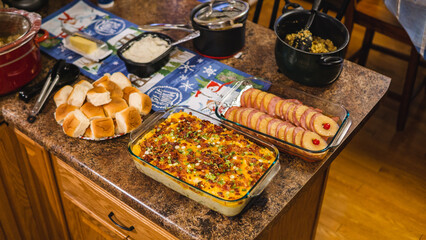 christmas dinner on counter