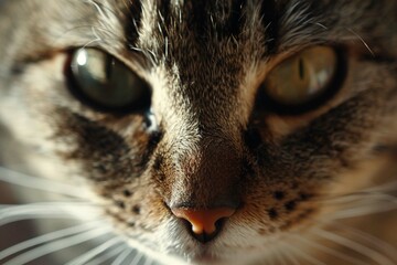 Close-up of a cat's serious face.