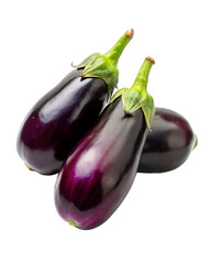eggplants one on another high angle view on a transparent background