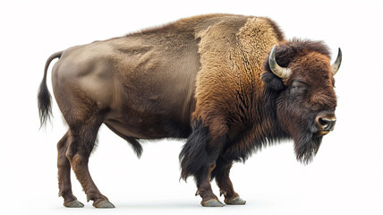 A large buffalo with a long mane and a large horned head