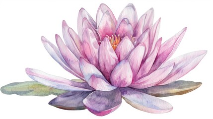 Watercolor clipart of a serene lotus flower, symbolizing purity and beauty, isolated on white background, perfect for peaceful themes - obrazy, fototapety, plakaty
