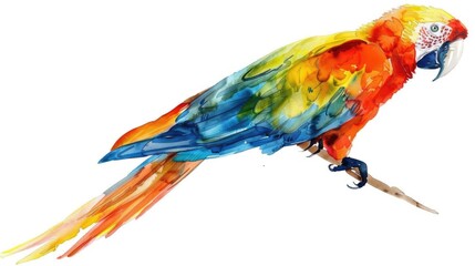Fototapeta premium Watercolor clipart of a vibrant toucan, tropical and colorful, isolated on white background for exotic bird and nature themes