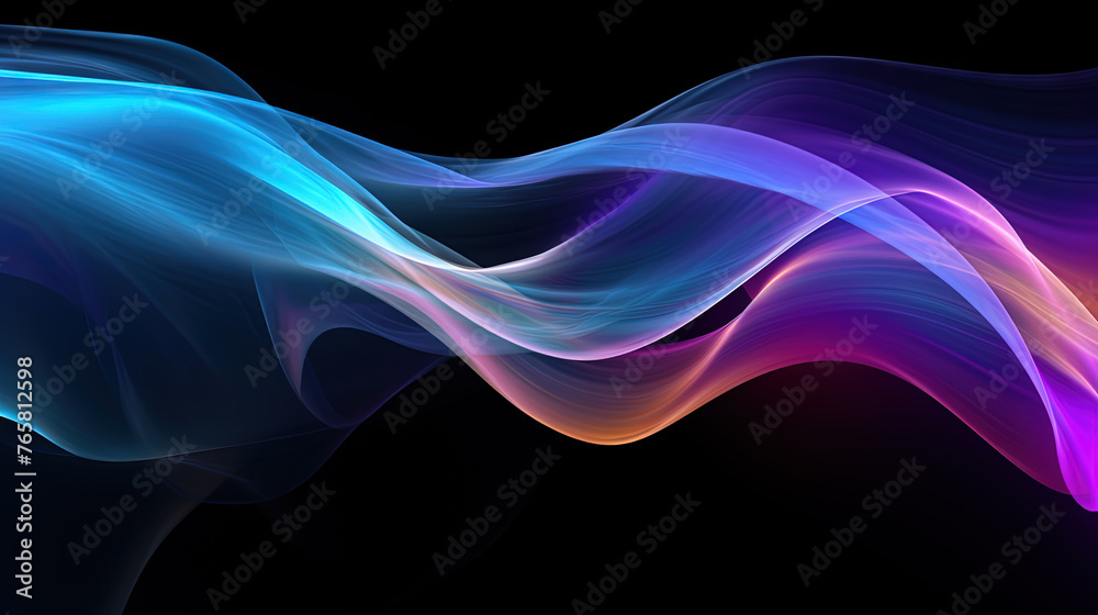 Poster vibrant abstract waveform with fluid motion and colorful gradients.