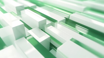 3d rendering of white and green abstract geometric background. Scene for advertising, technology,...