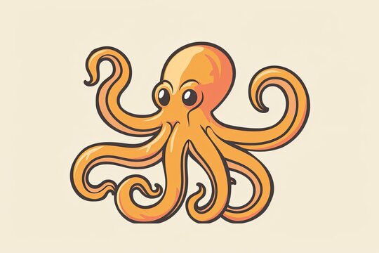 Octopus cartoon animal logo, illustration