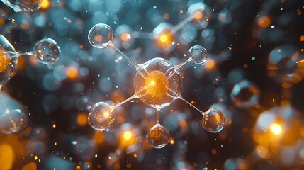 A stunning close-up shot of clear atoms displayed on a computer screen, highlighting their intricate details - obrazy, fototapety, plakaty