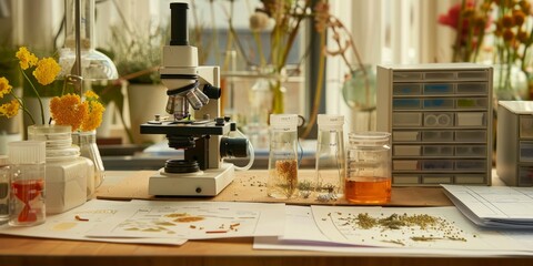 Fototapeta na wymiar Herbal alchemy and ancient wisdom a study in botanical essences