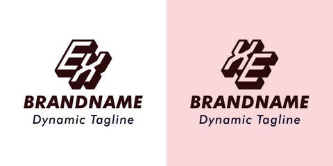 Letters EX and XE 3D Monogram Logo, Suitable for business with EX or XE initials