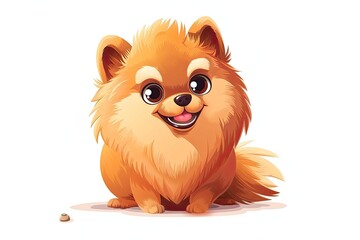 Pomeranian dog cartoon animal logo, illustration