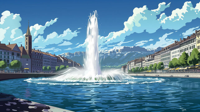 Geneva Water Jet cartoon