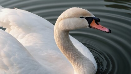 Close up shot of a swan in the lake - obrazy, fototapety, plakaty