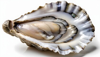 Fresh raw oyster on white background - obrazy, fototapety, plakaty