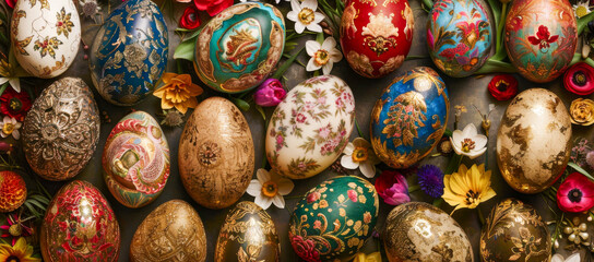 Fototapeta na wymiar Easter concept and colors. Holiday background with Easter Eggs