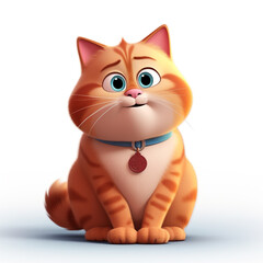 Obraz premium white background, light falling from above, front view, cartoon fat cat сreated with Generative Ai