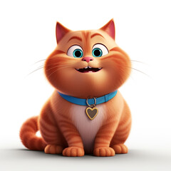 Fototapeta premium white background, light falling from above, front view, cartoon fat cat сreated with Generative Ai