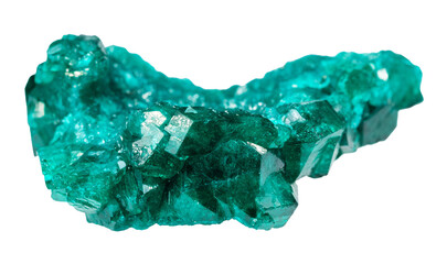 close up of sample of natural stone from geological collection - matrix of dioptase mineral...