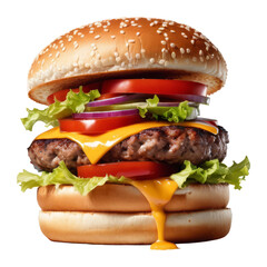 hot burger  with a transparent background