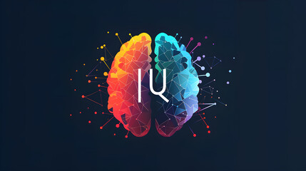 The Concept of Intelligence Quotient (IQ) Illustrated Through a Stylized Brain Icon with the Bold Letters 'IQ' Inscribed Inside. - obrazy, fototapety, plakaty
