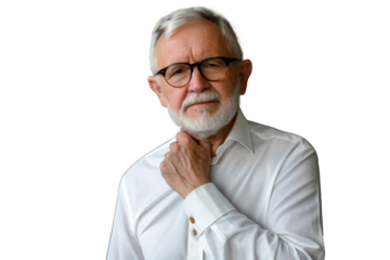 Portrait studio Smart and healthy senior business man wearing suit and t shirt that posing and smiling relaxedly isolated on transparent png background.
