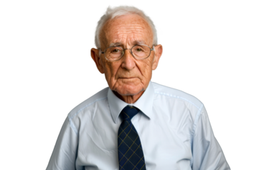 Portrait studio Smart and healthy senior business man wearing suit and t shirt that posing and smiling relaxedly isolated on transparent png background.
