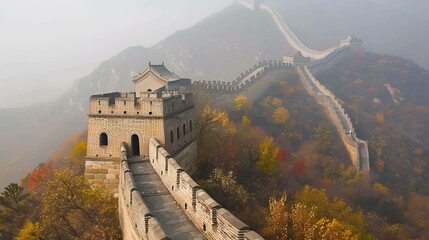 The great wall of China , one of the most visited places in the world. build in ancient time to protect the country from invaders.