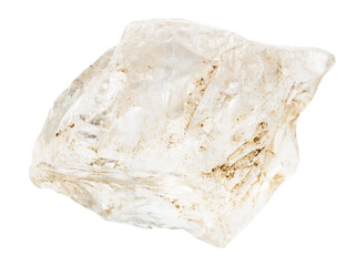 close up of sample of natural stone from geological collection - unpolished rock quartz mineral...