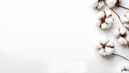 Dry cotton flower over white paper background - obrazy, fototapety, plakaty