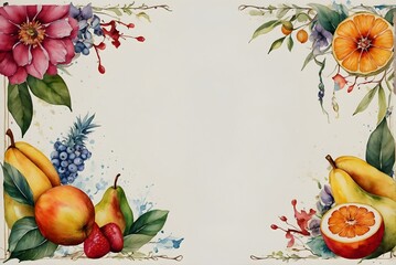 Vorlage - Rahmen - Blüten und Obst
