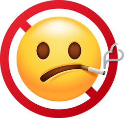 Frowning Face No Smoking Allowed Emoticon Icon - 765825397