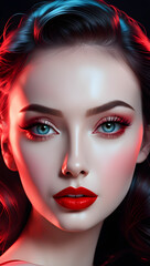 Fototapeta premium Red lady. Generate AI.